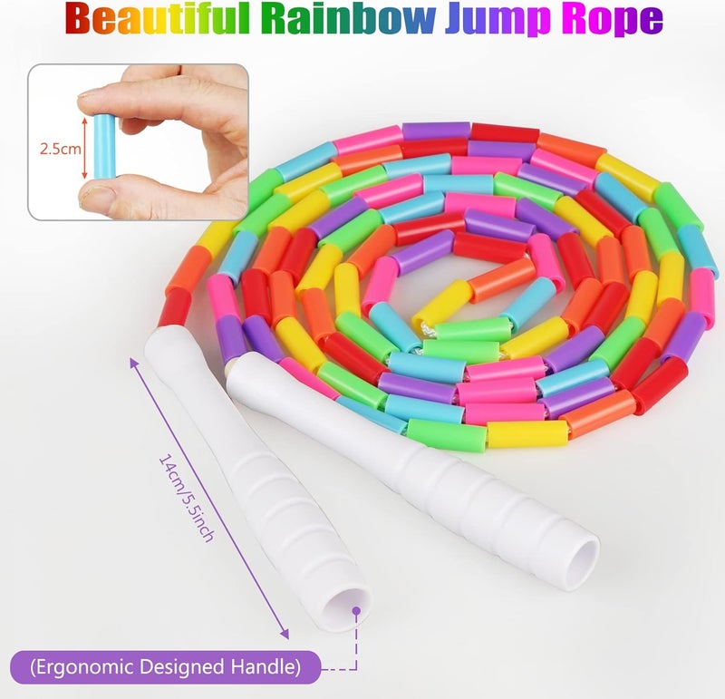 Fezog 2 Pack Rainbow Beaded Kids Jump Rope, Segmented Skipping Rope for Kids Adults, Tangle-Free Rope Skipping Child Jump Rope for Fitness Exercise Training - Image 2